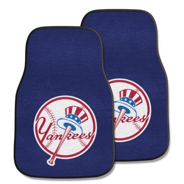 Wholesale-New York Yankees 2-pc Carpet Car Mat Set MLB Auto Floor Mat - 2 piece Set - 17" x 27" SKU: 31428