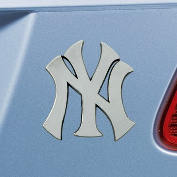 Wholesale-New York Yankees Emblem - Chrome MLB Exterior Auto Accessory - Chrome Emblem - 2" x 3.2" SKU: 26663