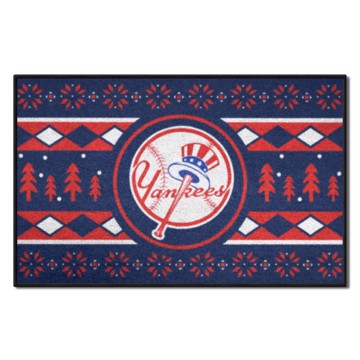 Wholesale-New York Yankees Holiday Sweater Starter Mat MLB Accent Rug - 19" x 30" SKU: 31424