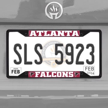 Wholesale-NFL - Atlanta Falcons License Plate Frame - Black Atlanta Falcons - NFL - Black Metal License Plate Frame SKU: 31344