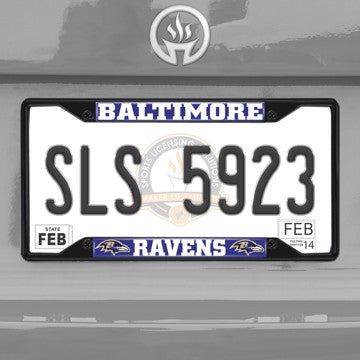 Wholesale-NFL - Baltimore Ravens License Plate Frame - Black Baltimore Ravens - NFL - Black Metal License Plate Frame SKU: 31345
