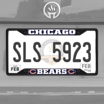 Wholesale-NFL - Chicago Bears License Plate Frame - Black Chicago Bears - NFL - Black Metal License Plate Frame SKU: 31348
