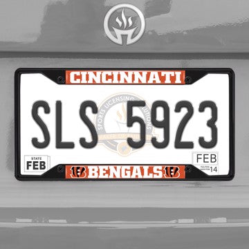 Wholesale-NFL - Cincinnati Bengals License Plate Frame - Black Cincinnati Bengals - NFL - Black Metal License Plate Frame SKU: 31349