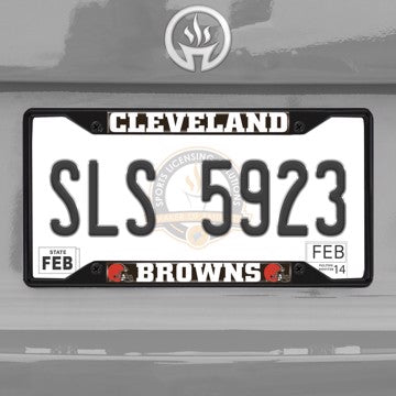 Wholesale-NFL - Cleveland Browns License Plate Frame - Black Cleveland Browns - NFL - Black Metal License Plate Frame SKU: 31350
