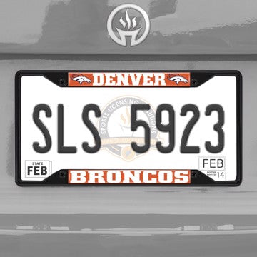 Wholesale-NFL - Denver Broncos License Plate Frame - Black Denver Broncos - NFL - Black Metal License Plate Frame SKU: 31352