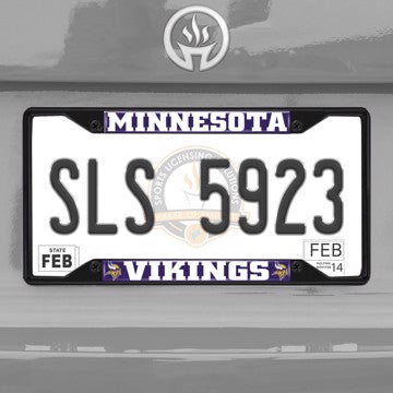 Wholesale-NFL - Minnesota Vikings License Plate Frame - Black Minnesota Vikings - NFL - Black Metal License Plate Frame SKU: 31365
