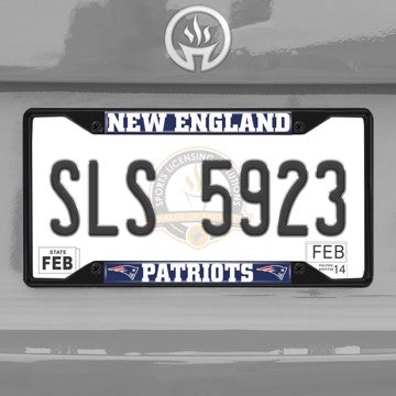 Wholesale-NFL - New England Patriots License Plate Frame - Black New England Patriots - NFL - Black Metal License Plate Frame SKU: 31366