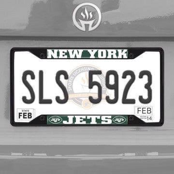 Wholesale-NFL - New York Jets License Plate Frame - Black New York Jets - NFL - Black Metal License Plate Frame SKU: 31369