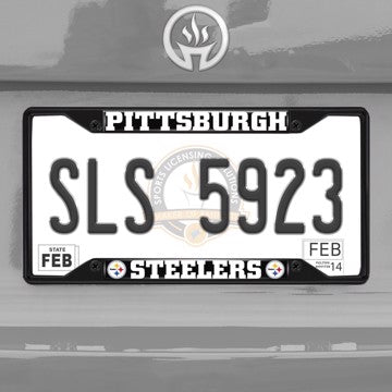 Wholesale-NFL - Pittsburgh Steelers License Plate Frame - Black Pittsburgh Steelers - NFL - Black Metal License Plate Frame SKU: 31371