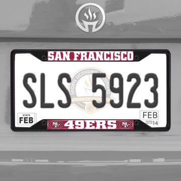 Wholesale-NFL - San Francisco 49ers License Plate Frame - Black San Francisco 49ers - NFL - Black Metal License Plate Frame SKU: 31372
