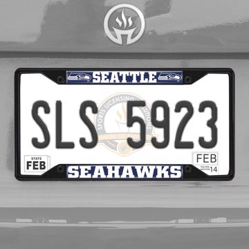 Wholesale-NFL - Seattle Seahawks License Plate Frame - Black Seattle Seahawks - NFL - Black Metal License Plate Frame SKU: 31373