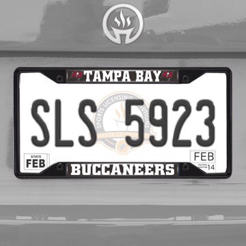 Wholesale-NFL - Tampa Bay Buccaneers License Plate Frame - Black Tampa Bay Buccaneers - NFL - Black Metal License Plate Frame SKU: 31374