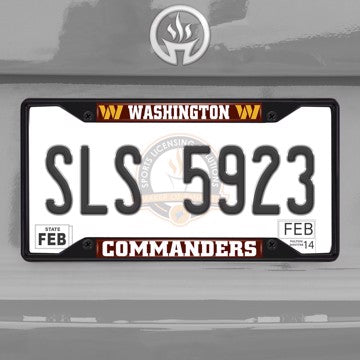 Wholesale-NFL - Washington Commanders License Plate Frame - Black Washington Commanders - NFL - Black Metal License Plate Frame SKU: 31376