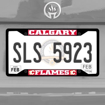 Wholesale-NHL - Calgary Flames License Plate Frame - Black Calgary Flames - NHL - Black Metal License Plate Frame SKU: 31828