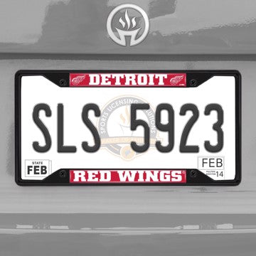 Wholesale-NHL - Detroit Red Wings License Plate Frame - Black Detroit Red Wings - NHL - Black Metal License Plate Frame SKU: 31381