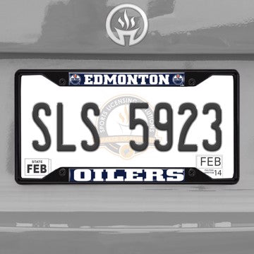 Wholesale-NHL - Edmonton Oilers License Plate Frame - Black Edmonton Oilers - NHL - Black Metal License Plate Frame SKU: 31382
