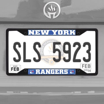 Wholesale-NHL - New York Rangers License Plate Frame - Black New York Rangers - NHL - Black Metal License Plate Frame SKU: 31387