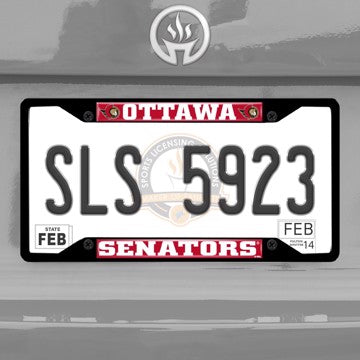 Wholesale-NHL - Ottawa Senators License Plate Frame - Black Ottawa Senators - NHL - Black Metal License Plate Frame SKU: 31829