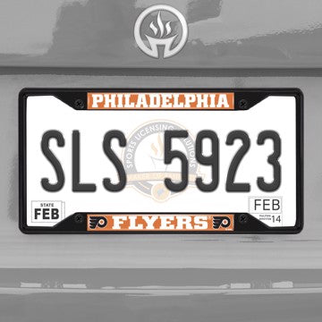 Wholesale-NHL - Philadelphia Flyers License Plate Frame - Black Philadelphia Flyers - NHL - Black Metal License Plate Frame SKU: 31388