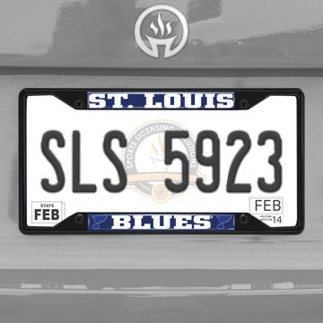 Wholesale-NHL - St. Louis Blues License Plate Frame - Black St. Louis Blues - NHL - Black Metal License Plate Frame SKU: 31391