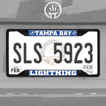 Wholesale-NHL - Tampa Bay Lightning License Plate Frame - Black Tampa Bay Lightning - NHL - Black Metal License Plate Frame SKU: 31392