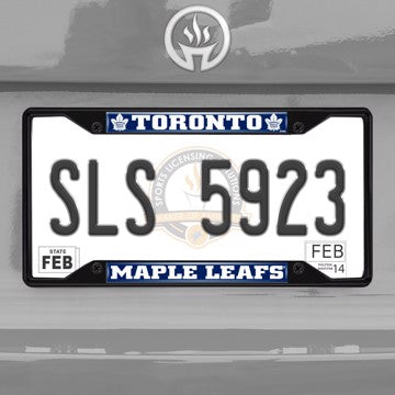 Wholesale-NHL - Toronto Maple Leafs License Plate Frame - Black Toronto Maple Leafs - NHL - Black Metal License Plate Frame SKU: 31393