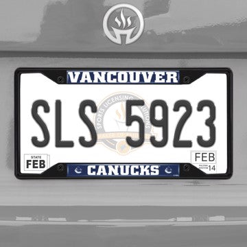 Wholesale-NHL - Vancouver Canucks License Plate Frame - Black Vancouver Canucks - NHL - Black Metal License Plate Frame SKU: 31830