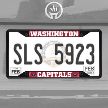 Wholesale-NHL - Washington Capitals License Plate Frame - Black Washington Capitals - NHL - Black Metal License Plate Frame SKU: 31395