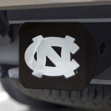 Wholesale-North Carolina Hitch Cover University of North Carolina - Chapel Hill - UNC Chrome Emblem on Black Hitch 3.4"x4" - 'NC' Primary Logo SKU: 21042