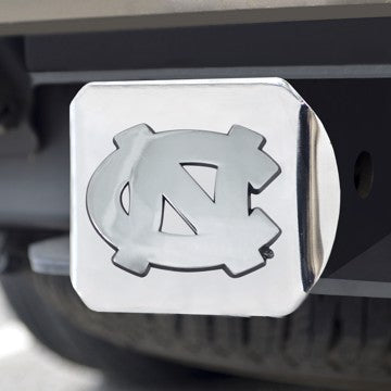 Wholesale-North Carolina Hitch Cover University of North Carolina - Chapel Hill - UNC Chrome Emblem on Chrome Hitch 3.4"x4" - "NC" Logo SKU: 15052