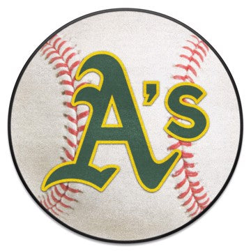 Wholesale-Oakland Athletics Baseball Mat MLB Accent Rug - Round - 27" diameter SKU: 6408