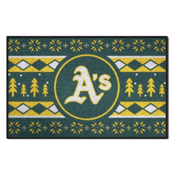 Wholesale-Oakland Athletics Holiday Sweater Starter Mat MLB Accent Rug - 19" x 30" SKU: 26408