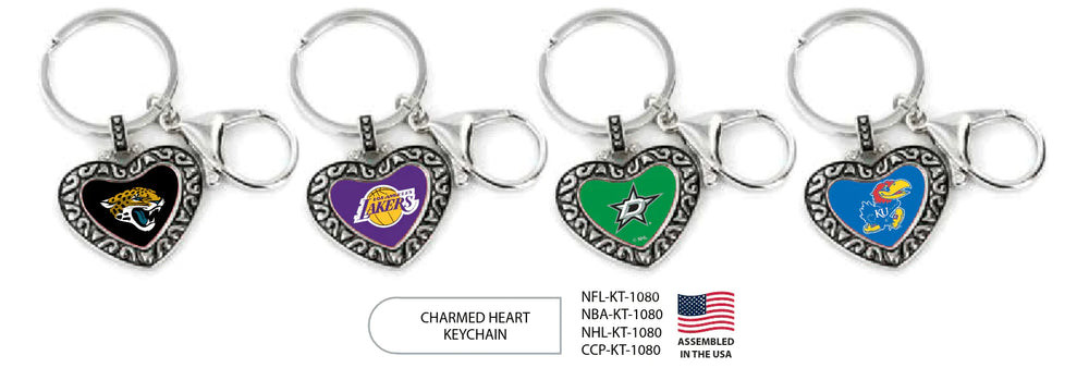 {{ Wholesale }} Oakland Raiders Charmed Heart Keychains 