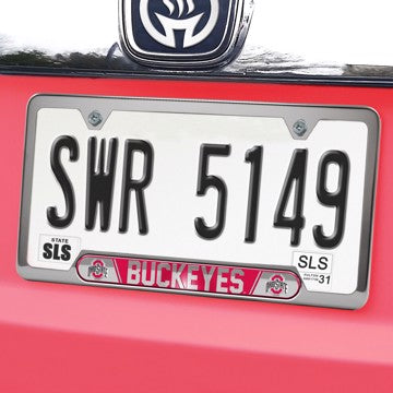Wholesale-Ohio State Embossed License Plate Frame Ohio State University Embossed License Plate Frame 12.25” x 6.25” - Primary Logo and Wordmark SKU: 61989