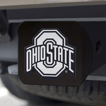 Wholesale-Ohio State Hitch Cover Ohio State University Chrome Emblem on Black Hitch 3.4"x4" - "O & Ohio State" Logo SKU: 21043