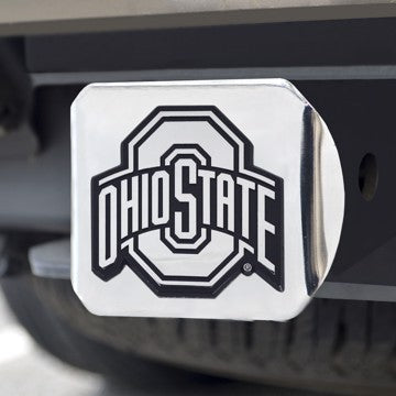 Wholesale-Ohio State Hitch Cover Ohio State University Chrome Emblem on Chrome Hitch 3.4"x4" - "O & Ohio State" Logo SKU: 15049