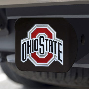 Wholesale-Ohio State Hitch Cover Ohio State University Color Emblem on Black Hitch 3.4"x4" - "O & Ohio State" Logo SKU: 22810