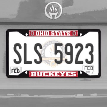 Wholesale-Ohio State University License Plate Frame - Black Ohio State - NCAA - Black Metal License Plate Frame SKU: 31272
