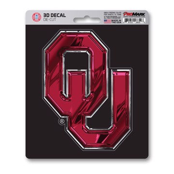 Wholesale-Oklahoma 3D Decal University of Oklahoma 3D Decal 5” x 6.25” - "OU" Logo SKU: 62828