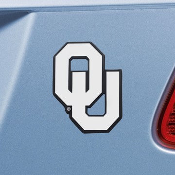 Wholesale-Oklahoma Emblem - Chrome University of Oklahoma Chrome Emblem 3.2"x2.3" - "OU" Logo SKU: 14923