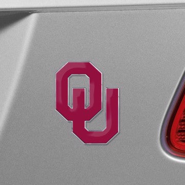 Wholesale-Oklahoma Embossed Color Emblem University of Oklahoma Embossed Color Emblem 3.25” x 3.25” - "OU" Logo SKU: 60549