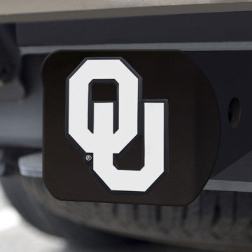 Wholesale-Oklahoma Hitch Cover University of Oklahoma Chrome Emblem on Black Hitch 3.4"x4" - 'QU' Logo SKU: 21044