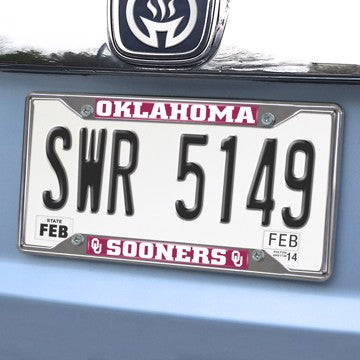 Wholesale-Oklahoma License Plate Frame University of Oklahoma License Plate Frame 6.25"x12.25" - "OU" Logo & Wordmark SKU: 14922