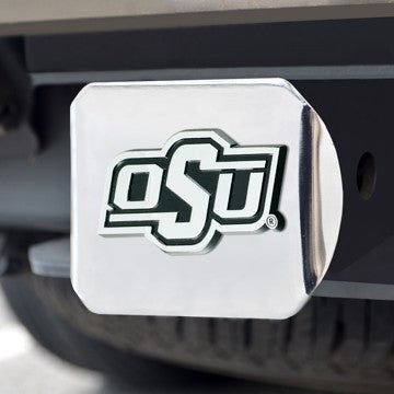 Wholesale-Oklahoma State Hitch Cover Oklahoma State University Chrome Emblem on Chrome Hitch Cover 3.4"x4" - "OSU" Logo SKU: 25070