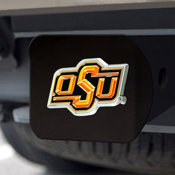 Wholesale-Oklahoma State Hitch Cover Oklahoma State University Color Emblem on Black Hitch Cover 3.4"x4" - "OSU" Logo SKU: 25068