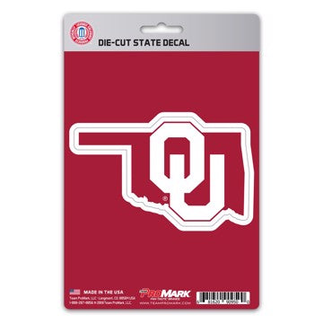 Wholesale-Oklahoma State Shape Decal University of Oklahoma State Shape Decal 5” x 6.25” - "OU" Logo / State of Oklahoma SKU: 61347