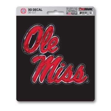 Wholesale-Ole Miss 3D Decal University of Mississippi (Ole Miss) 3D Decal 5” x 6.25” - "Ole Miss" Script Logo SKU: 62822