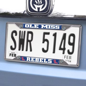 Wholesale-Ole Miss License Plate Frame University of Mississippi (Ole Miss) License Plate Frame 6.25"x12.25" - "M" Logo and Wordmark SKU: 15651