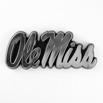Wholesale-Ole Miss Molded Chrome Emblem University of Mississippi (Ole Miss) Molded Chrome Emblem 3.25” x 3.25 - "Ole Miss" Script Logo SKU: 60358