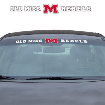 Wholesale-Ole Miss Windshield Decal University of Mississippi (Ole Miss) Windshield Decal 34” x 3.5 - Primary Logo and Team Wordmark SKU: 61518